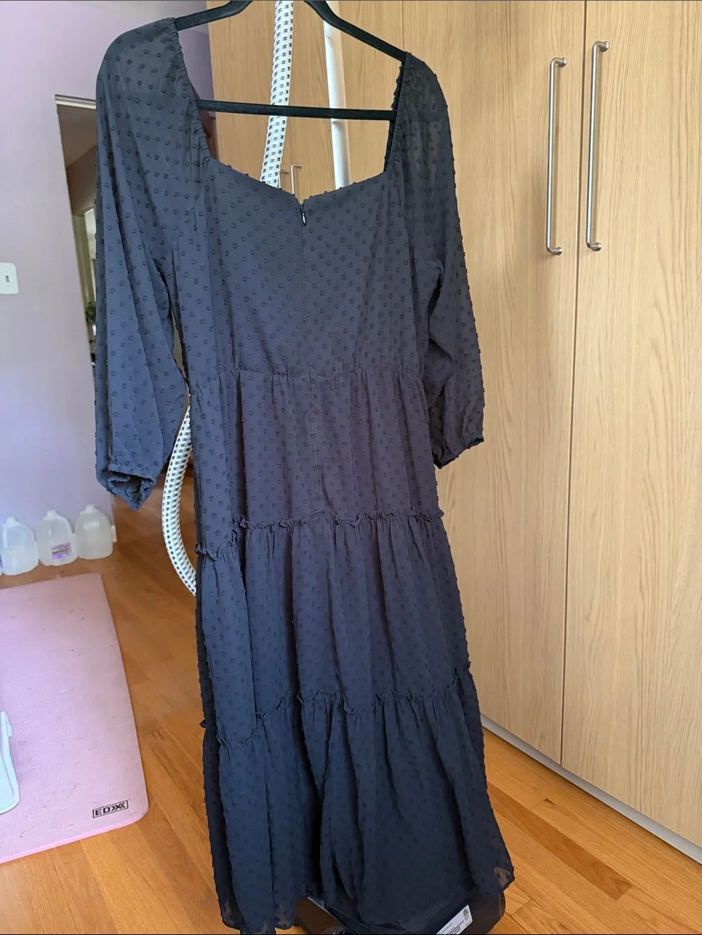J. Crew Black Swiss Dot Tiered Maxi Dress